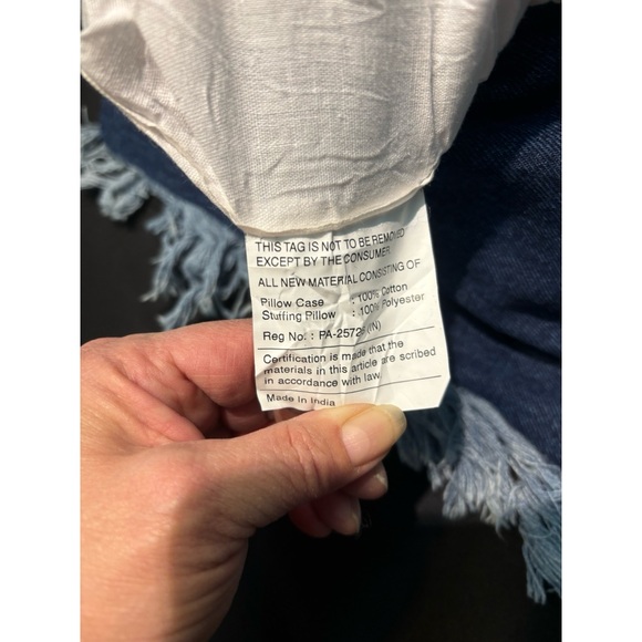 2 100% Cotton Blue Denim Premium Quality Cases includes 2 Travel/Throw Pillows - Picture 8 of 8